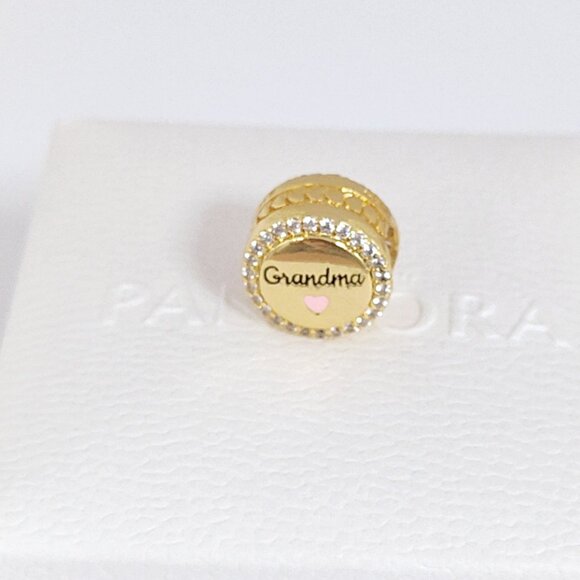 Pandora Engravable Grandma Charm Bead Gold Plated with box - Picture 3 of 8